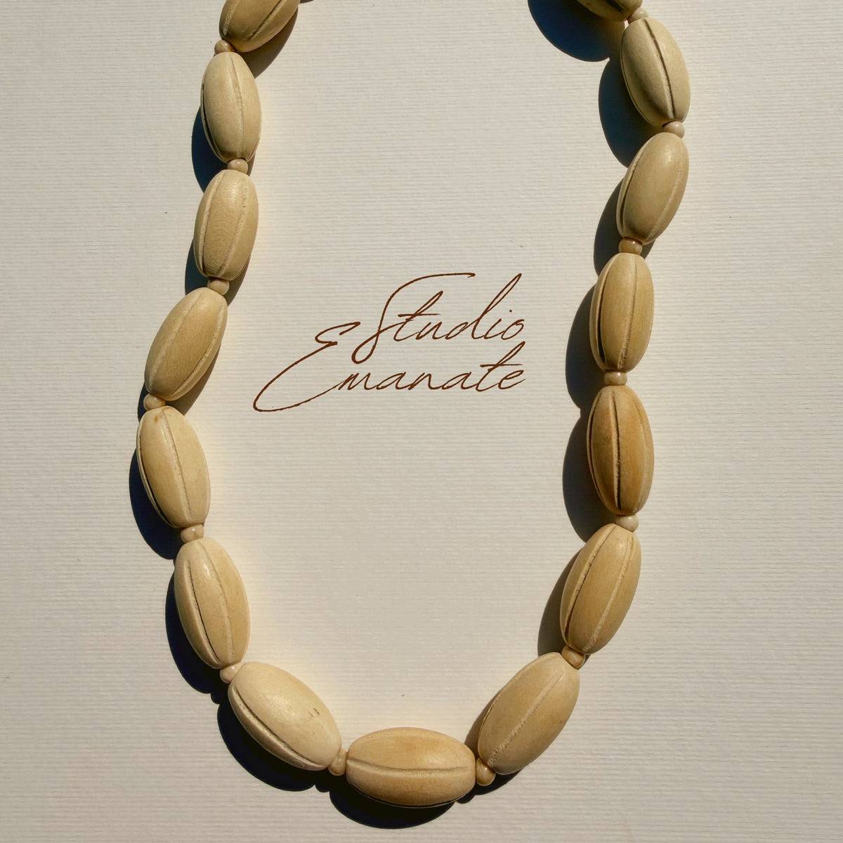 White Cinnamon Wood Necklace