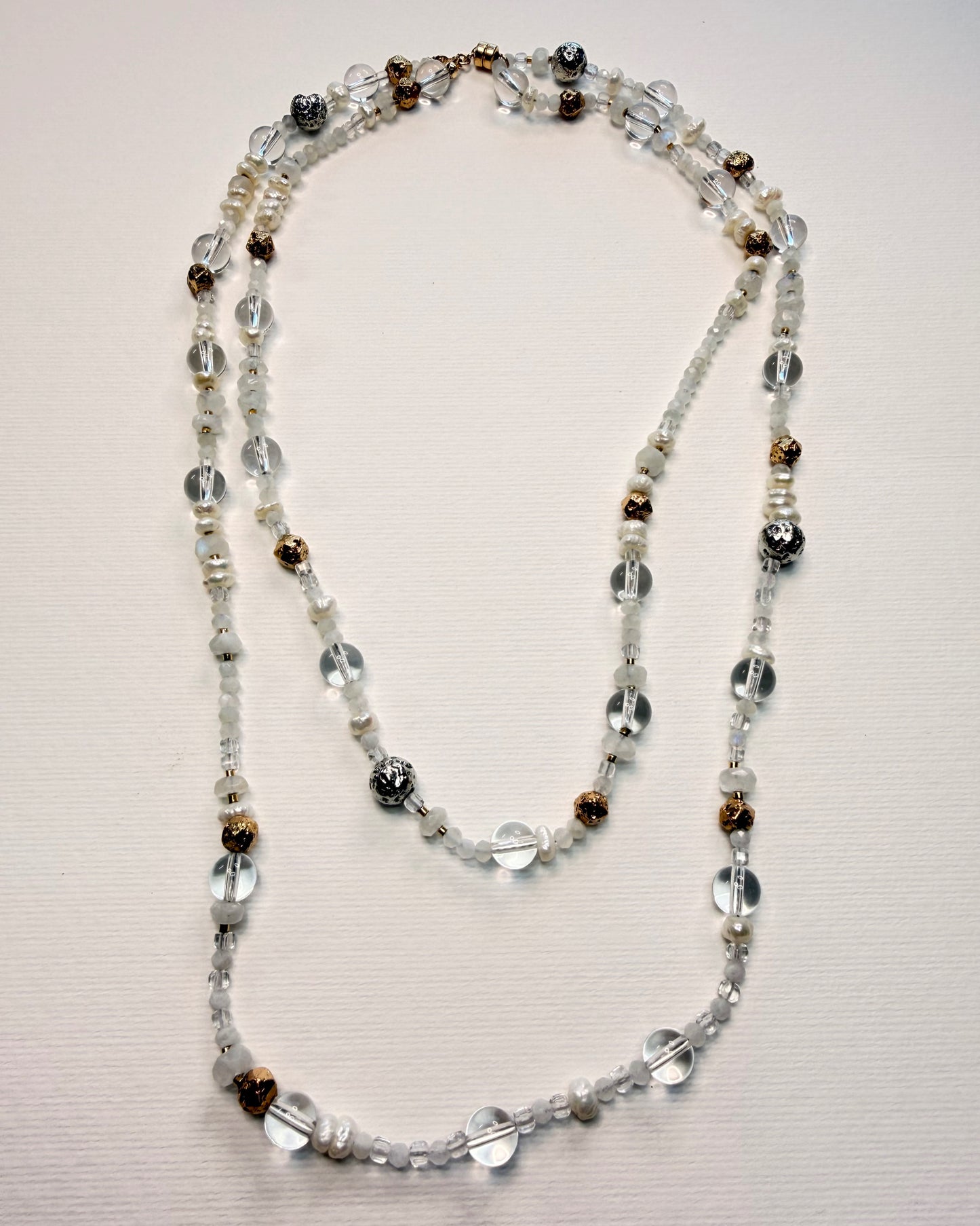 Moonstone & Quartz Double Strand