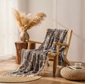 Palm Leaf Cotton Chenille Throw Blanket - Chocolate