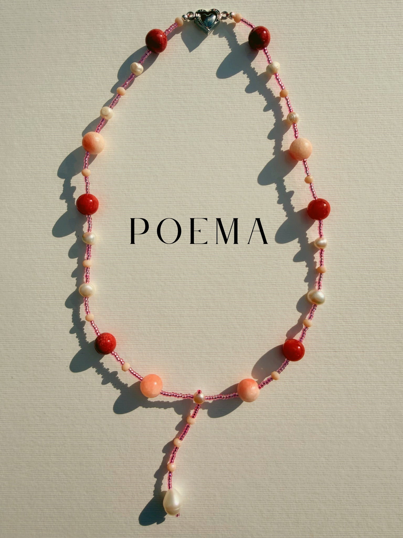 Studio Emanate x POEMA — Coral Pearl Drop Necklace