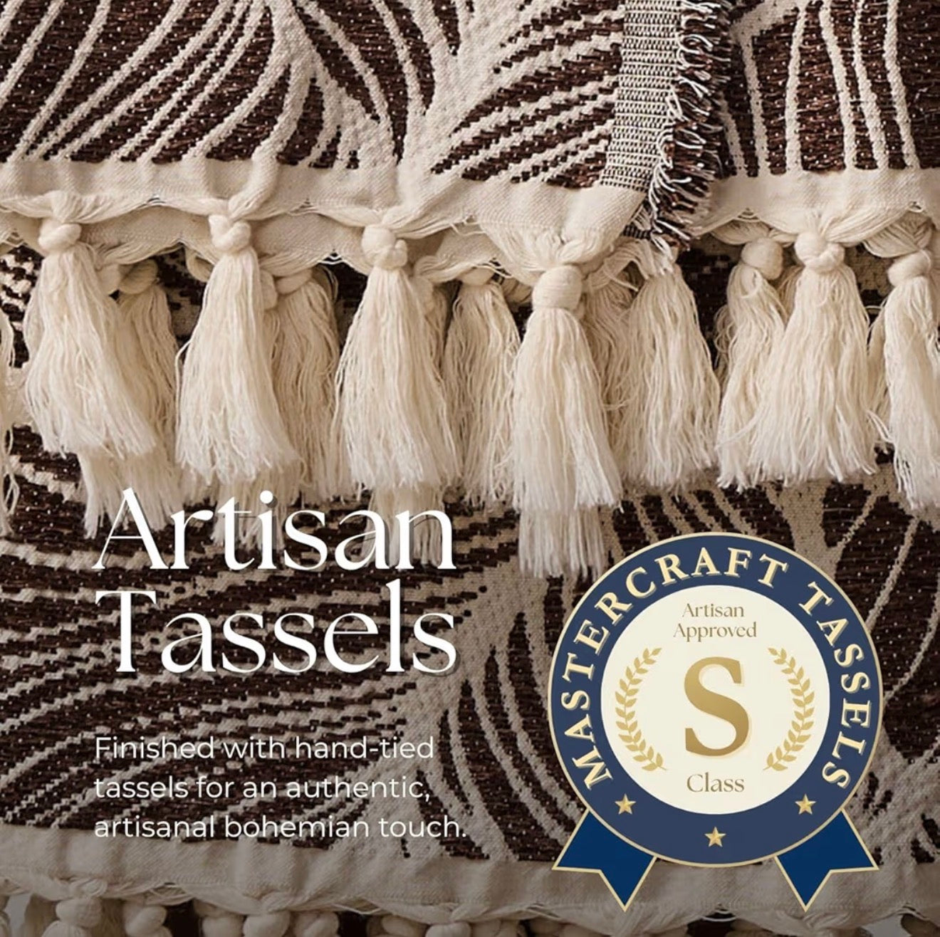 Palm Leaf Cotton Chenille Throw Blanket - Chocolate