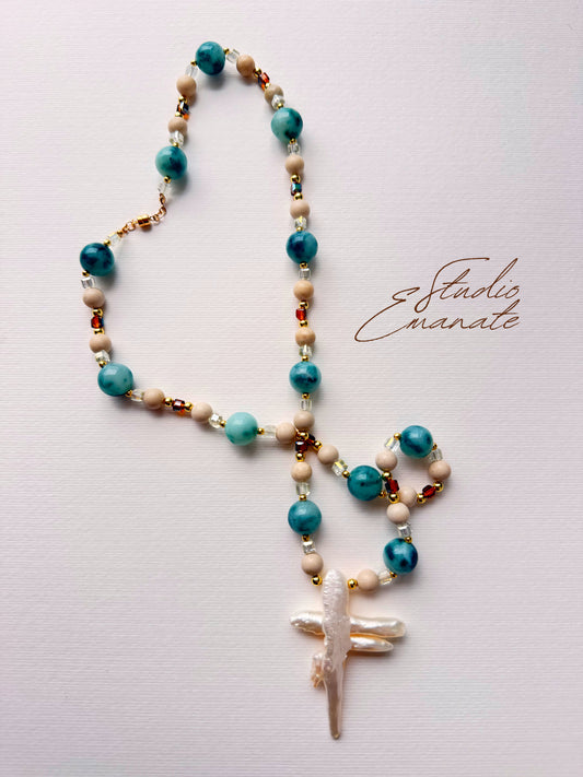 Dragon Fly Pearl Pendant Necklace