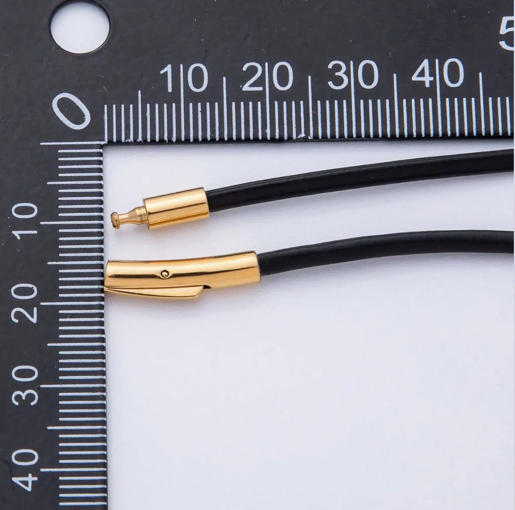 Thin Black Cord Necklace — Gold Filled Clasp