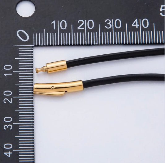 Thin Black Cord Necklace — Gold Filled Clasp
