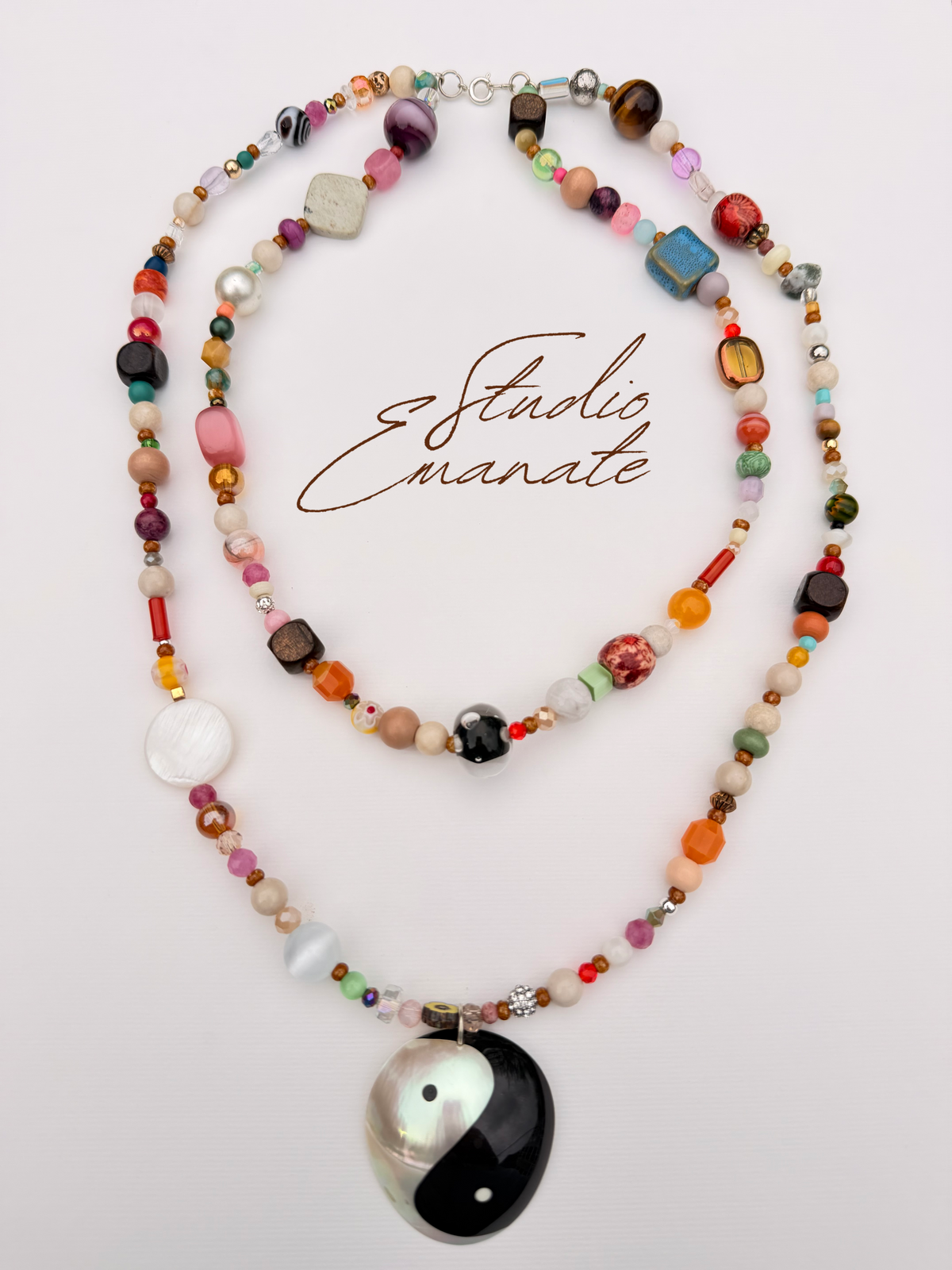 Studio Emanate One-of-One Beaded Yin Yang Necklace