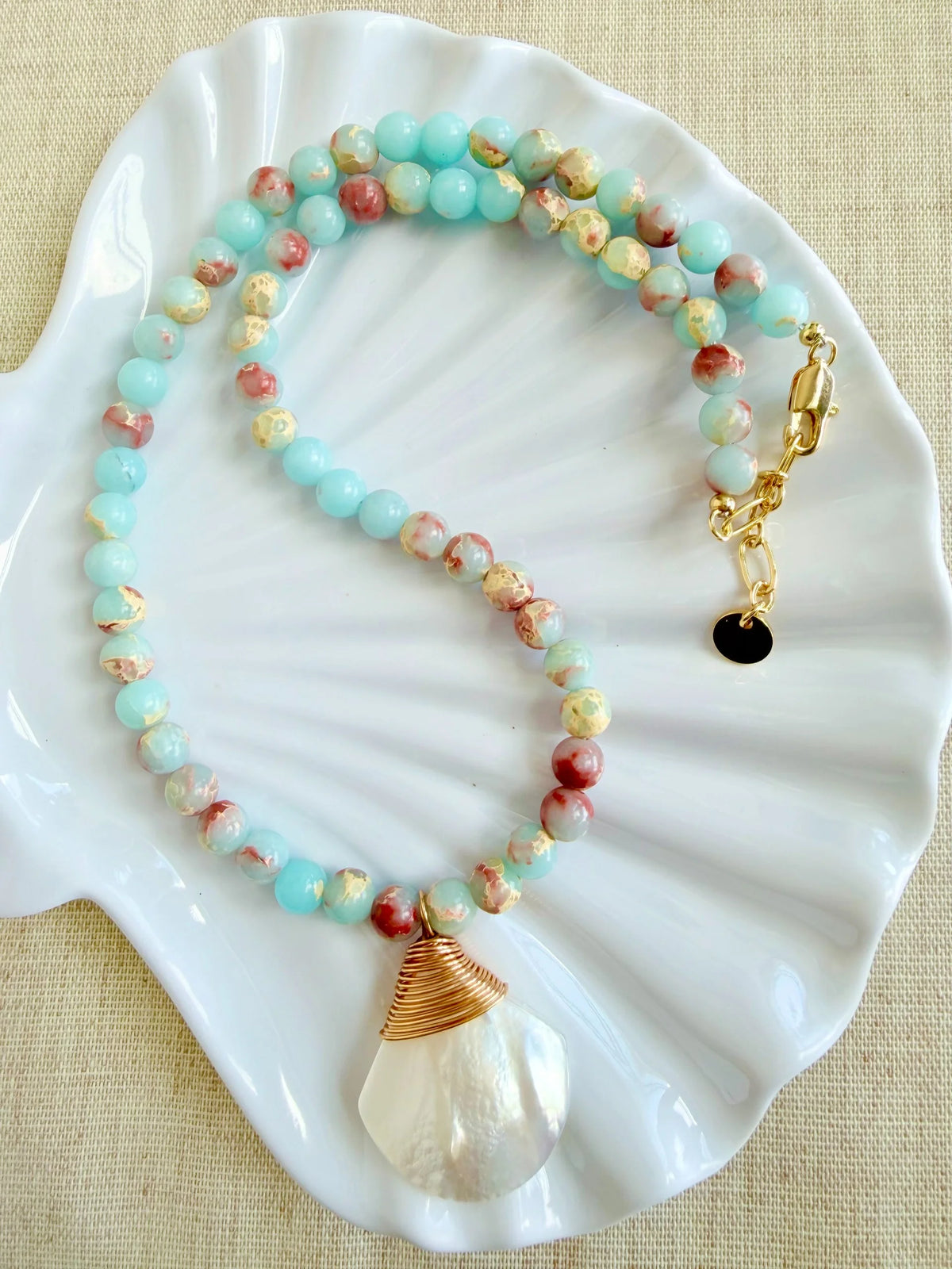 Givsy Gems - Shoushan Jasper & Pearl Necklace